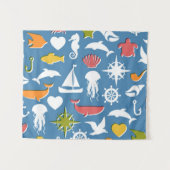 Marinesymbol-Muster Wandteppich (Vorderseite (Horizontal))