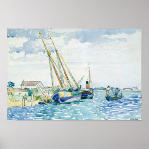 Marineszene Boote in der Nähe von Venedig Poster