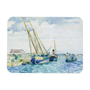 Marineszenen-Boote nähern sich Venedig Magnet