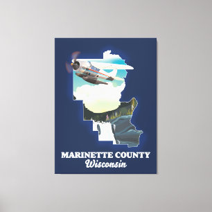 Marinette Landkreis Wisconsin Karte Leinwanddruck
