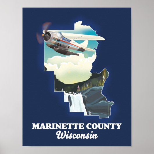 Marinette Landkreis Wisconsin Karte Poster (Vorne)