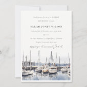 Marinierte Küstenschiffe im Hafen Seascape Geburts Einladung (Vorderseite)