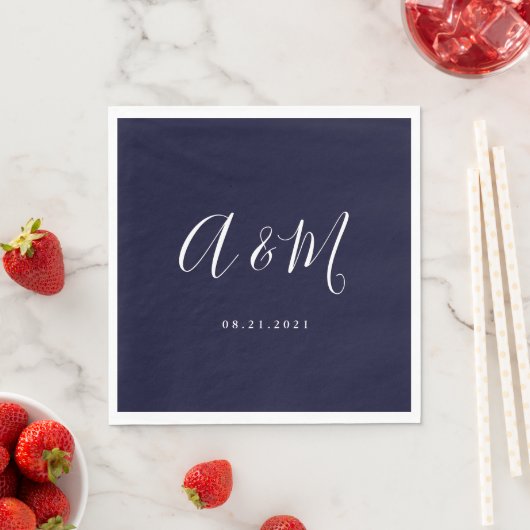 Marinierte White Elegant Monogram Wedding Serviette (Beispiel)