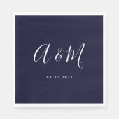 Marinierte White Elegant Monogram Wedding Serviette (Vorderseite)