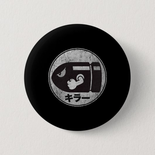 Mario Bullet Bill Distressed Kanji Logo Button (Vorderseite)