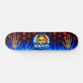 Mario Skull blaues Feuer Skatersollie Skateboard. Skateboard (Horizontal)
