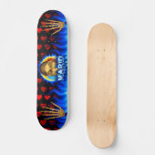 Mario Skull blaues Feuer Skatersollie Skateboard. Skateboard (Vorderseite)