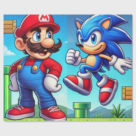 Mario- und Klangverpackung Geschenkpapier (Flach)