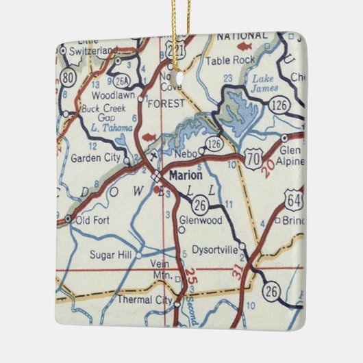 Marion NC Vintag Map Keramikornament (Links)