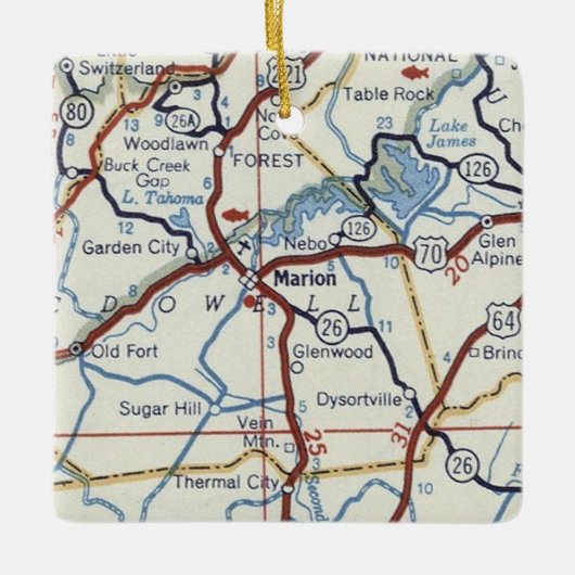 Marion NC Vintag Map Keramikornament (Vorderseite)
