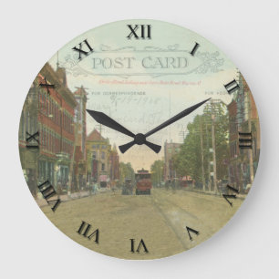 Marion Ohio Post Card Clock - Center St. 1908 Große Wanduhr