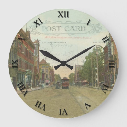Marion Ohio Post Card Clock - Center St. 1908 Große Wanduhr (Vorderseite)