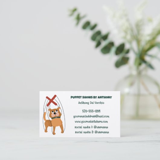 Marionette Puppet Show, Puppeteer Custom Visitenkarte (Stehend Vorderseite)