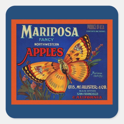 Mariposa Apples Quadratischer Aufkleber (Vorderseite)