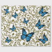 Mariposa azul en el jardín geschenkpapier (Flach)