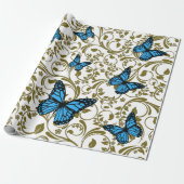 Mariposa azul en el jardín geschenkpapier (Ungerollt)