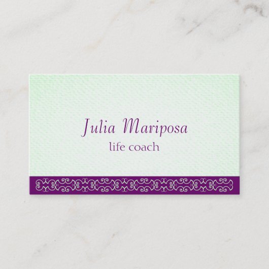 Mariposa-Grüntöne-Violette Textur Visitenkarte (Vorderseite)