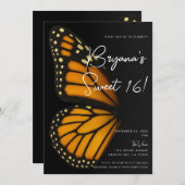 Mariposa Monarch Butterfly Sweet 16 Einladung (Vorne/Hinten)