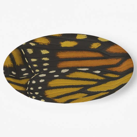 Mariposa Orange Yellow Monarch Butterfly Wing Pappteller (Schrägansicht)