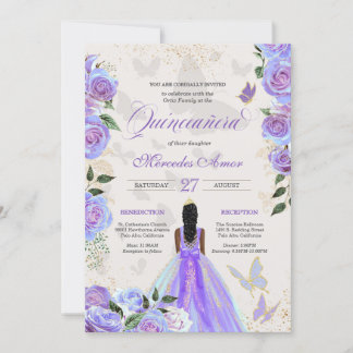 Mariposa Quinceanera, Lila Schmetterlinge Einladung