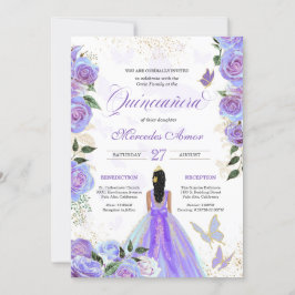 Mariposa Quinceanera, Lila Schmetterlinge Einladung