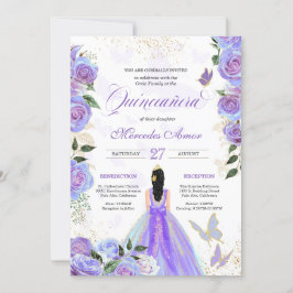 Mariposa Quinceanera, Lila Schmetterlinge Einladung