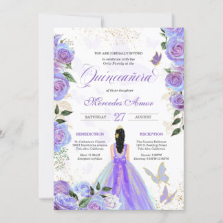 Mariposa Quinceanera, Lila Schmetterlinge Einladung