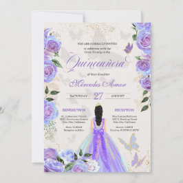 Mariposa Quinceanera, Lila Schmetterlinge Einladung