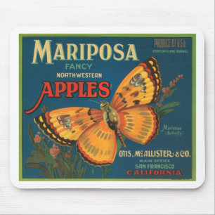 Mariposa Schmetterlingsäpfel Obstkistenetikett Mousepad