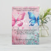 Mariposa Sommer Gender Reveal Party Einladung (Stehend Vorderseite)