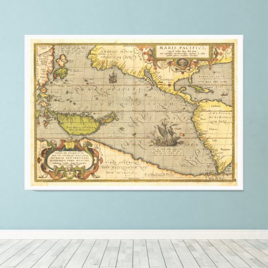 Maris Pacifici 1589 von Abraham Ortelius Leinwanddruck (Insitu (Holzboden))