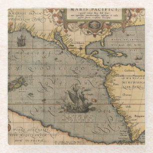 Maris Pacifici Alte Amerikas Karte Glasuntersetzer