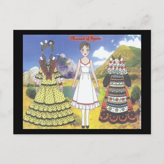 Marisol von Spain Paper Doll Postcard Postkarte (Vorderseite)
