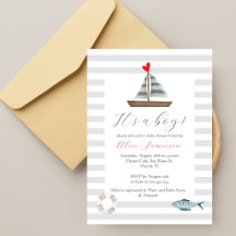 Maritim Es ist ein Junge Aquarell-Baby-Party