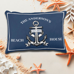 Maritim  Familienname Strandhaus Schiff Anker Dekokissen