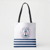 Maritim, Schiffsname, Anker Navyblaue Streifen Tasche (Vorderseite)