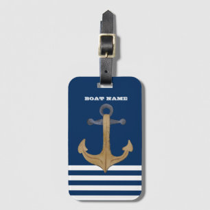 Maritim, Vintage Anker Marineblaue Streifen Gepäckanhänger