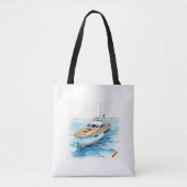 "Maritime Adventure Tote Bag: Comic Style with Yac Tasche (Vorderseite)