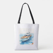 "Maritime Adventure Tote Bag: Comic Style with Yac Tasche (Rückseite)