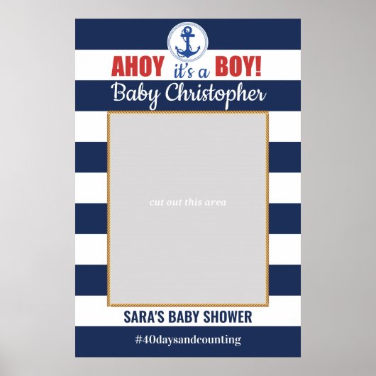 Maritime Ahoy Es ist ein Boy Baby Dusche Foto Prop Poster (Vorne)