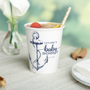 Maritime Anker Baby Shower Pappbecher