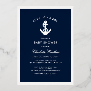 Maritime Anker Handgeschriebene Babyparty-Einladun Folieneinladung