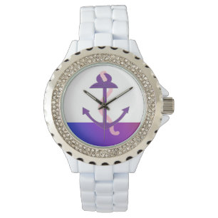 Maritime Anker in Lila Armbanduhr