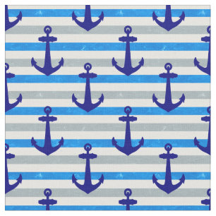 Maritime Anker Mit Blauen Streifen Stoff