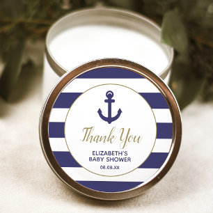 Maritime Anker Navy Baby Shower Danke Klassisch Runder Aufkleber