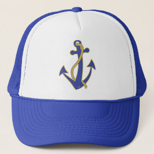 Maritime Anker Navy mit goldenem Seil Truckerkappe