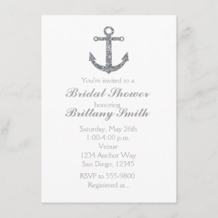 Maritime Anker Silber Glitter Party Einladung