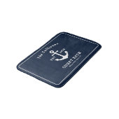 Maritime Custom Navy Blau Anker Monogramm Badematte (Schrägansicht)
