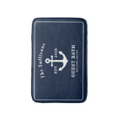 Maritime Custom Navy Blau Anker Monogramm Badematte (Vorderseite Vertikal)