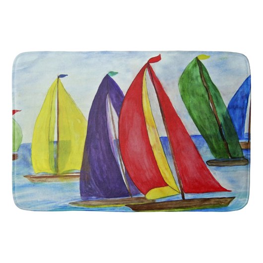 Maritime Farbige Segel Badematte (Vorderseite)